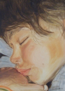 Dolce dormire, olio su tela 25x35 cm