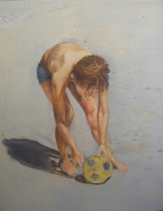 Bambino in spiaggia, olio su tela 80x100 cm