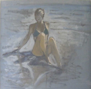 Al mare, olio su tela 30x30 cm