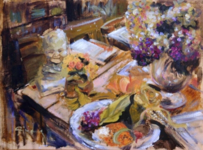Studio di pittura, olio su tela 37x45 cm