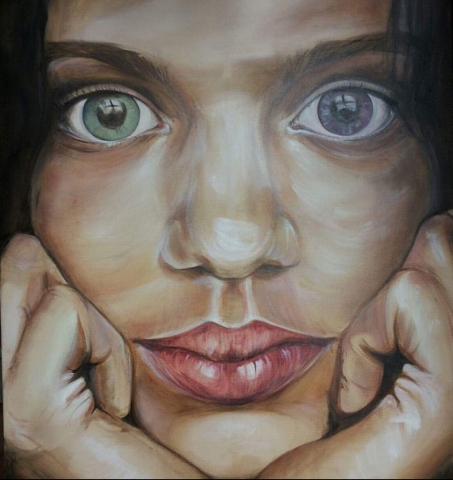 Pensando a Bowie olio su tela 100X 80